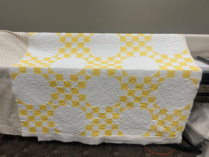 Double Bubble Quilt – Modern Double Irish Chain in Yellow and White | Handmade Throw Quilt - The QuilTea Corner