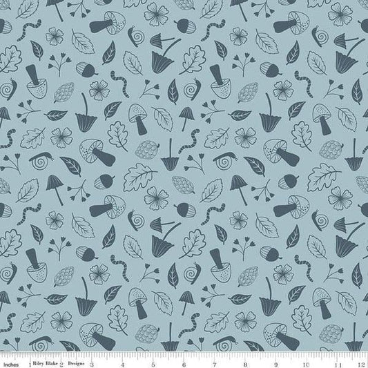 Forest Village Foraging | Sky 1/2 yard - The QuilTea Corner