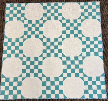 Handmade Cottage Blue & White Quilt - Modern Double Irish Chain Throw - The QuilTea Corner