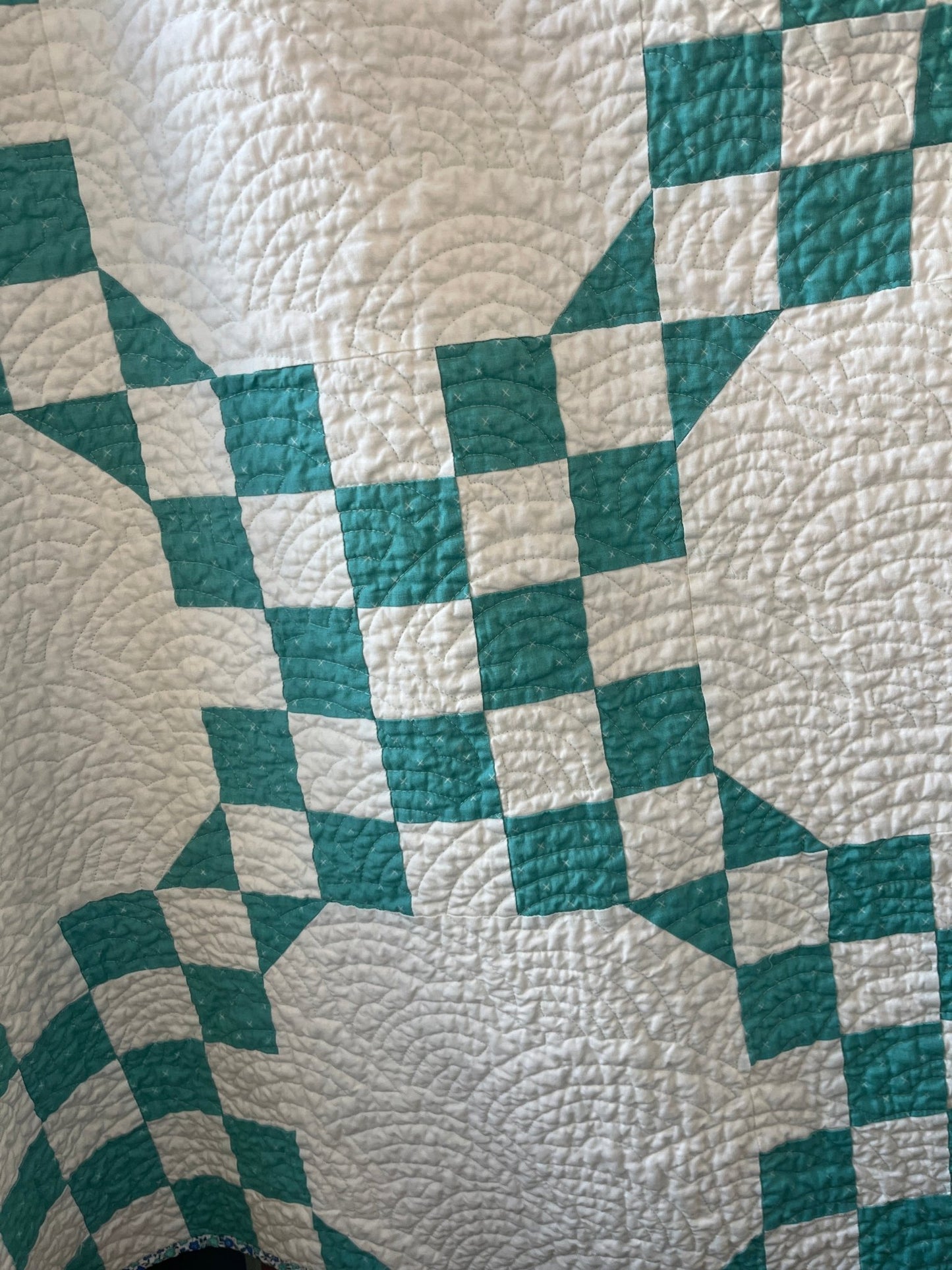 Handmade Cottage Blue & White Quilt - Modern Double Irish Chain Throw - The QuilTea Corner