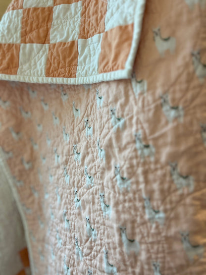 Handmade Orange & White Quilt - Modern Double Irish Chain Throw - The QuilTea Corner