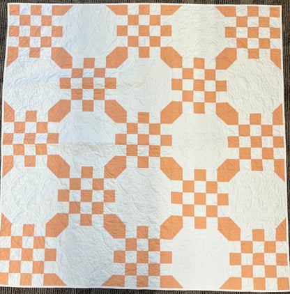 Handmade Orange & White Quilt - Modern Double Irish Chain Throw - The QuilTea Corner