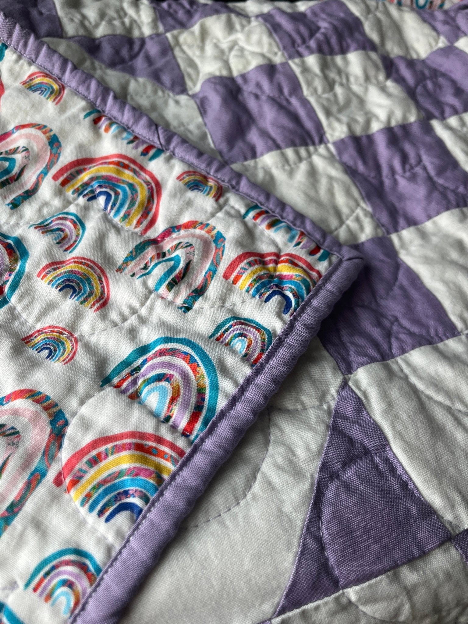 Handmade Purple & White Throw Quilt – Modern Double Irish Chain - The QuilTea Corner
