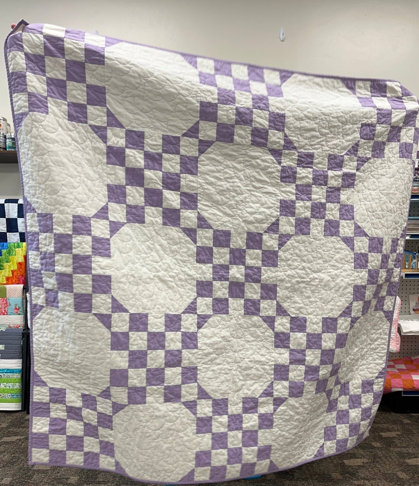 Handmade Purple & White Throw Quilt – Modern Double Irish Chain - The QuilTea Corner