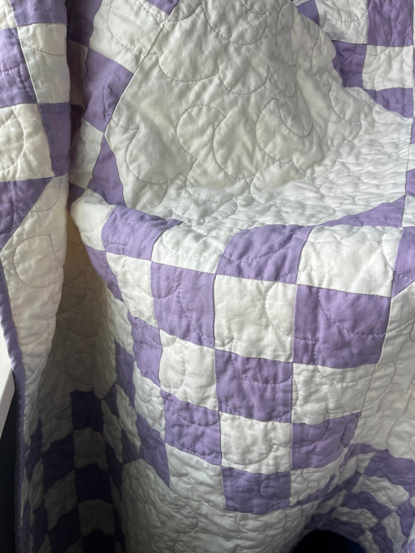 Handmade Purple & White Throw Quilt – Modern Double Irish Chain - The QuilTea Corner