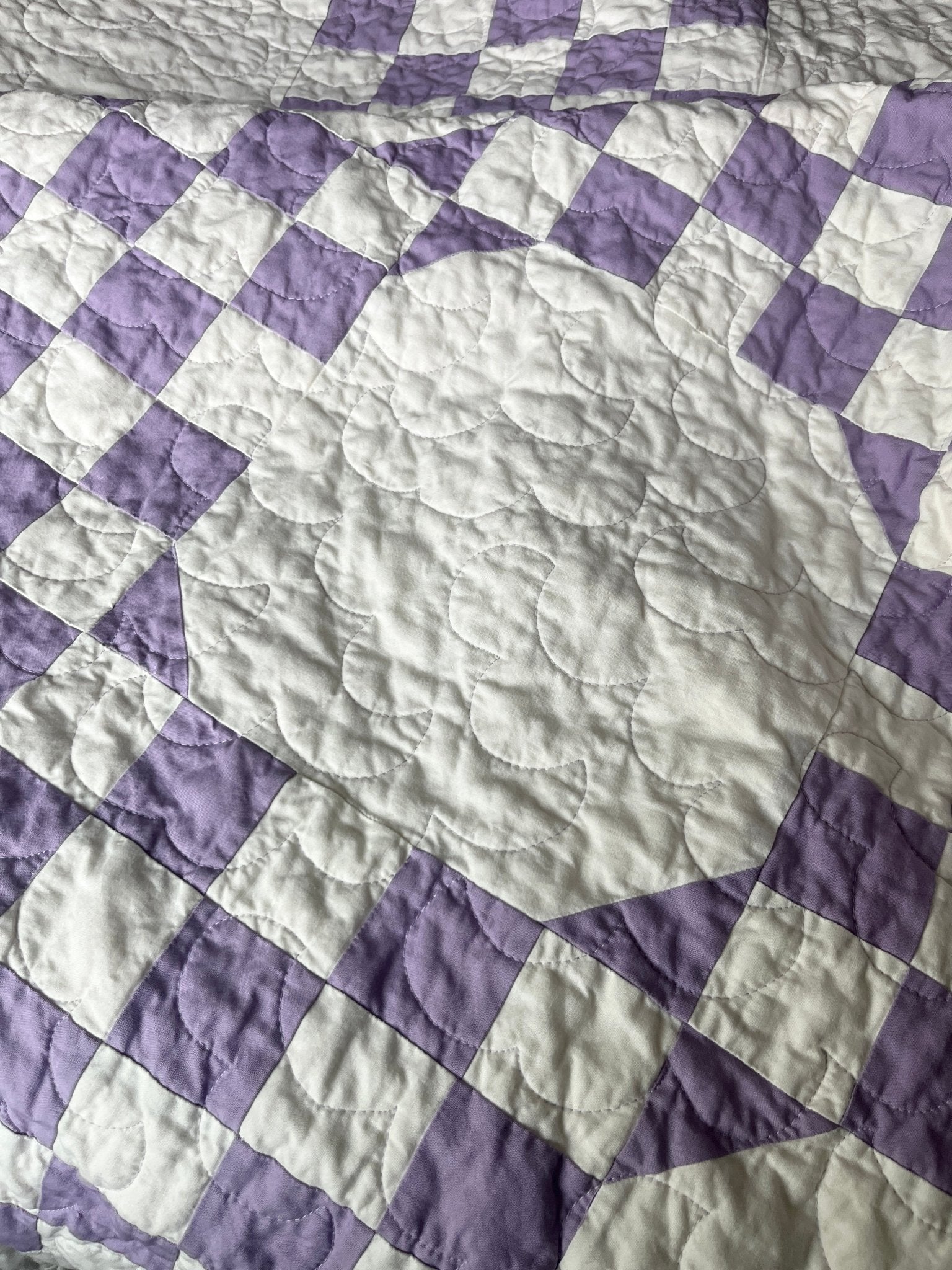 Handmade Purple & White Throw Quilt – Modern Double Irish Chain - The QuilTea Corner