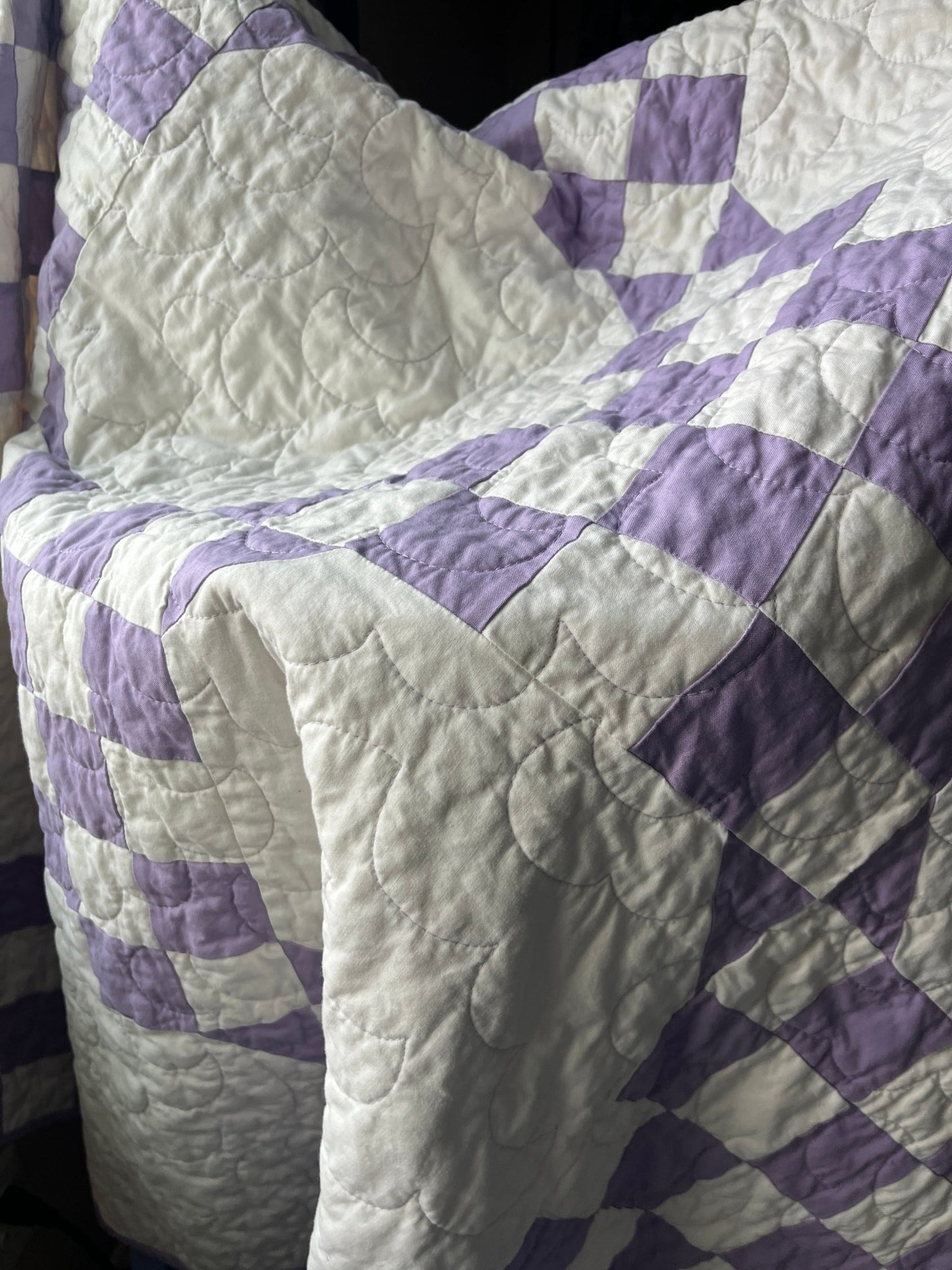 Handmade Purple & White Throw Quilt – Modern Double Irish Chain - The QuilTea Corner