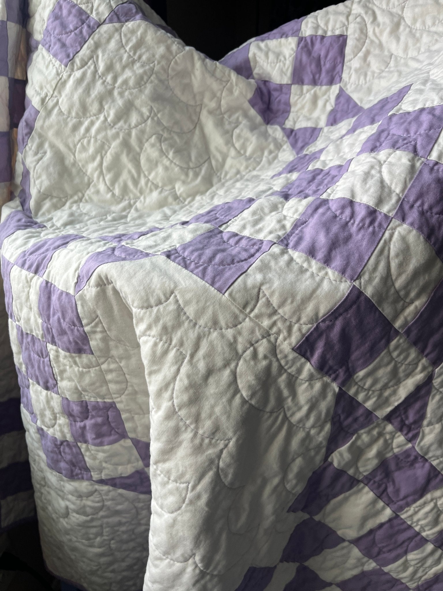 Handmade Purple & White Throw Quilt – Modern Double Irish Chain - The QuilTea Corner