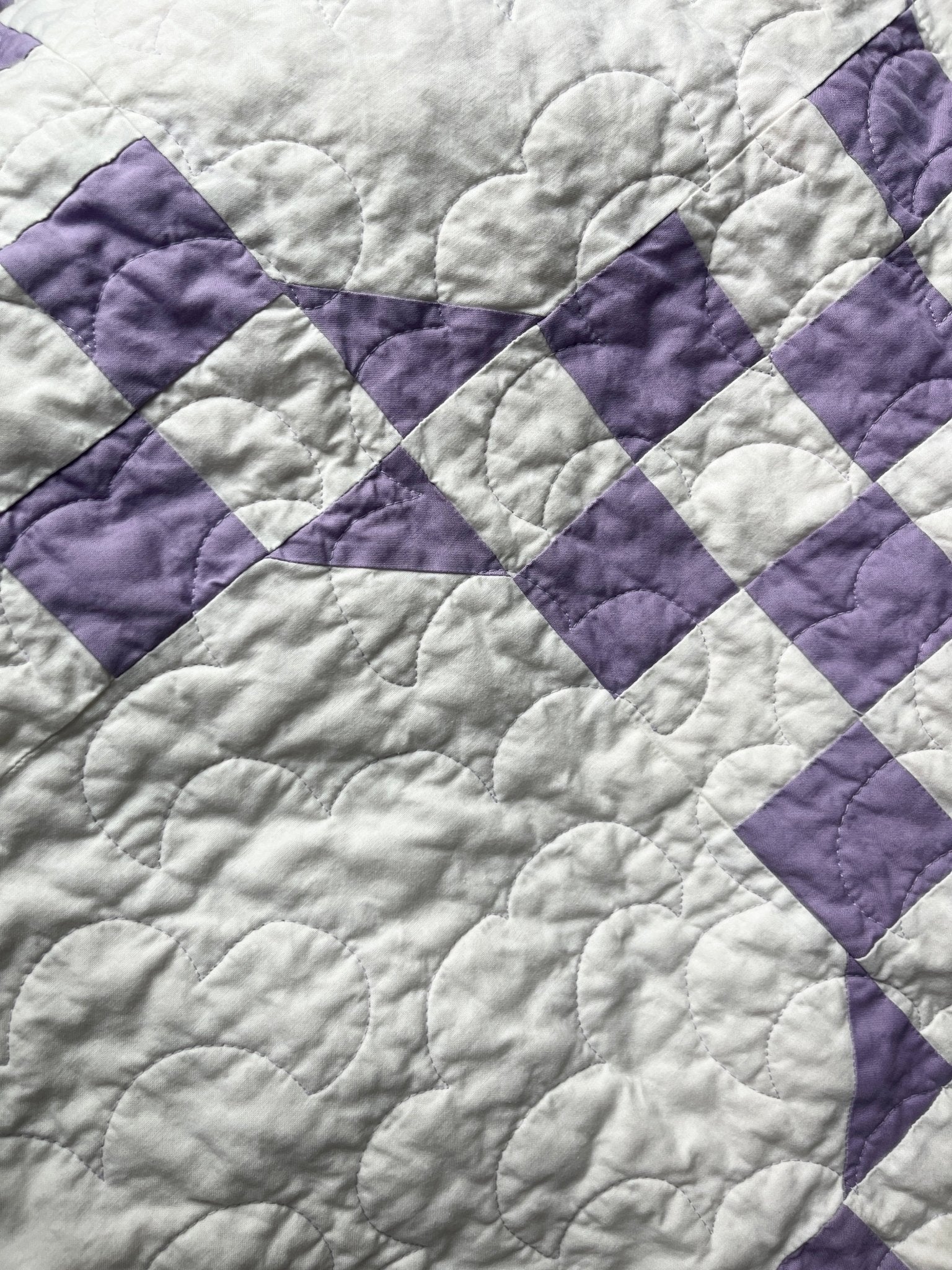Handmade Purple & White Throw Quilt – Modern Double Irish Chain - The QuilTea Corner