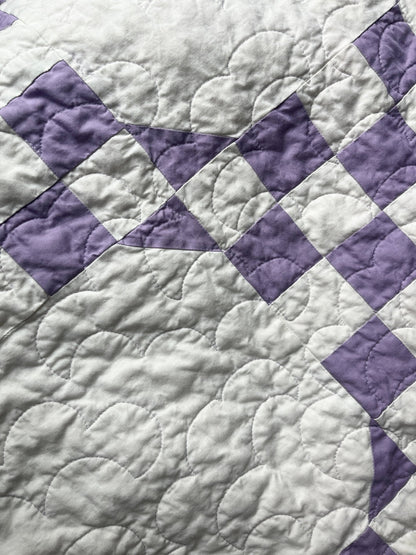 Handmade Purple & White Throw Quilt – Modern Double Irish Chain - The QuilTea Corner