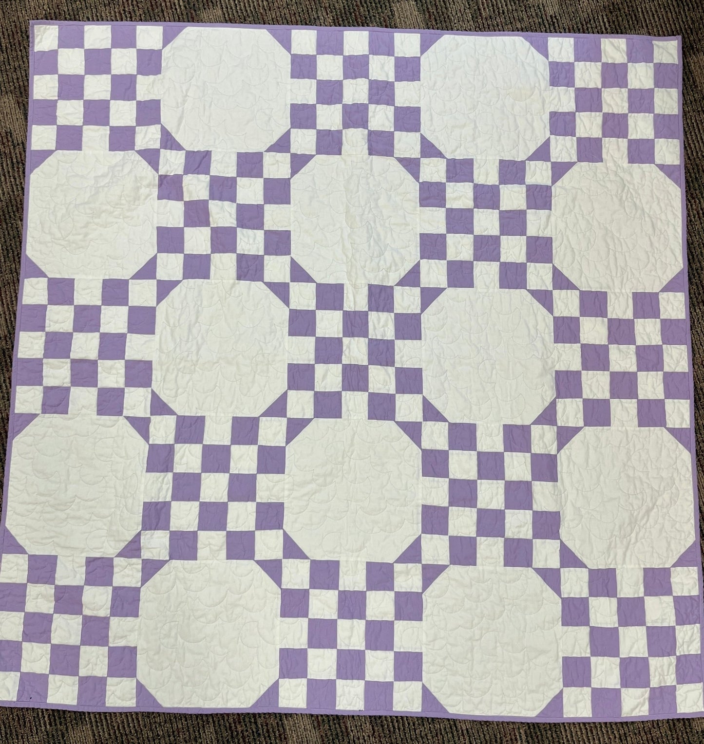 Handmade Purple & White Throw Quilt – Modern Double Irish Chain - The QuilTea Corner