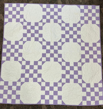Handmade Purple & White Throw Quilt – Modern Double Irish Chain - The QuilTea Corner