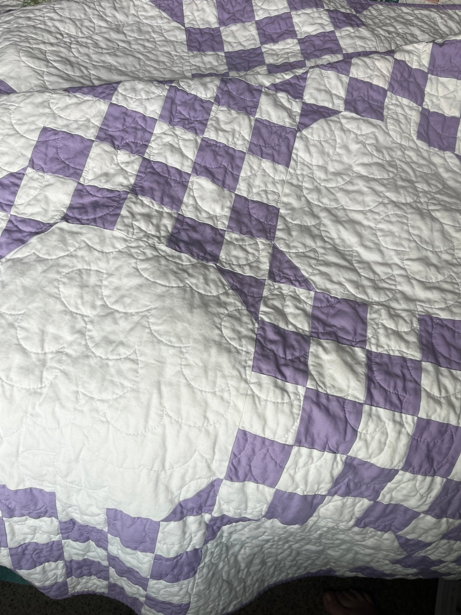 Handmade Purple & White Throw Quilt – Modern Double Irish Chain - The QuilTea Corner