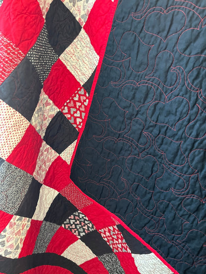 Heart Patchwork Throw Quilt – Handmade Valentine - Inspired Lap Quilt - The QuilTea Corner