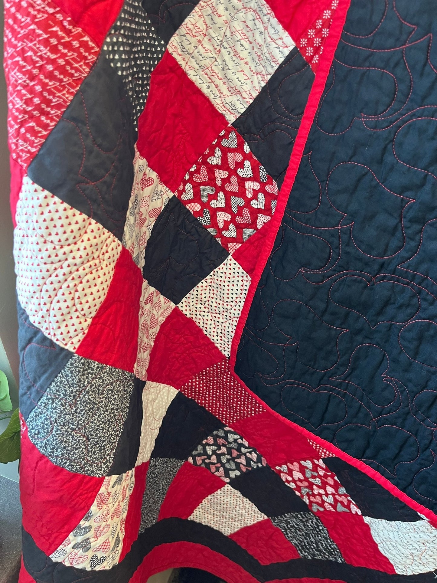 Heart Patchwork Throw Quilt – Handmade Valentine - Inspired Lap Quilt - The QuilTea Corner