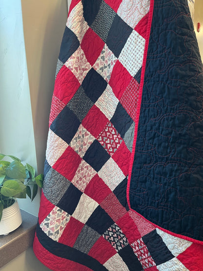 Heart Patchwork Throw Quilt – Handmade Valentine - Inspired Lap Quilt - The QuilTea Corner
