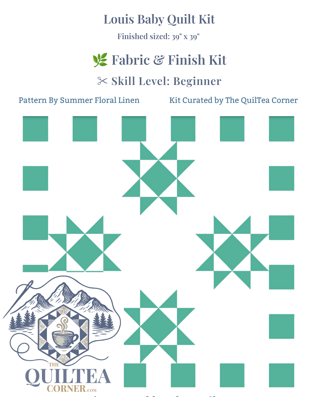 Louis Quilt Kit Green | Baby Size, All Fabrics Included - The QuilTea Corner