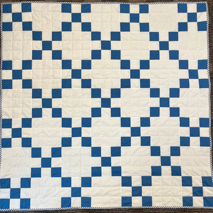 Nine Patch Checkered Irish Chain Blue White Baby Boy Crib Quilt Blanket - The QuilTea Corner