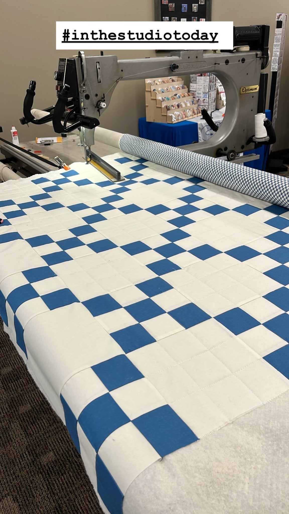 Nine Patch Checkered Irish Chain Blue White Baby Boy Crib Quilt Blanket - The QuilTea Corner