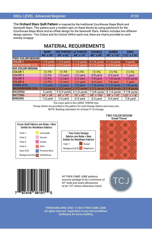 Orchard Stars Quilt Pattern - Printed - The QuilTea Corner