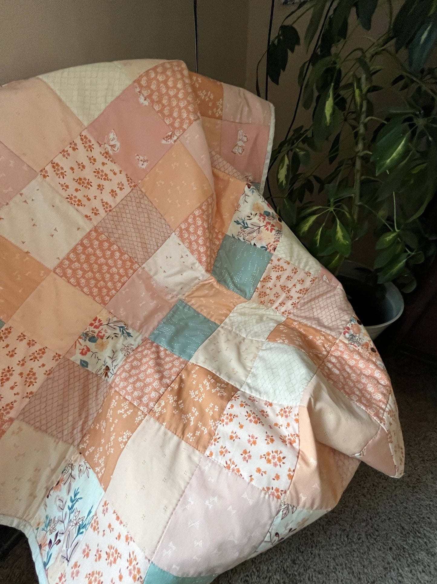 Pastel Patchwork Baby Quilt – Handmade Fall - Inspired Quilt with Art Gallery Fabrics - The QuilTea Corner