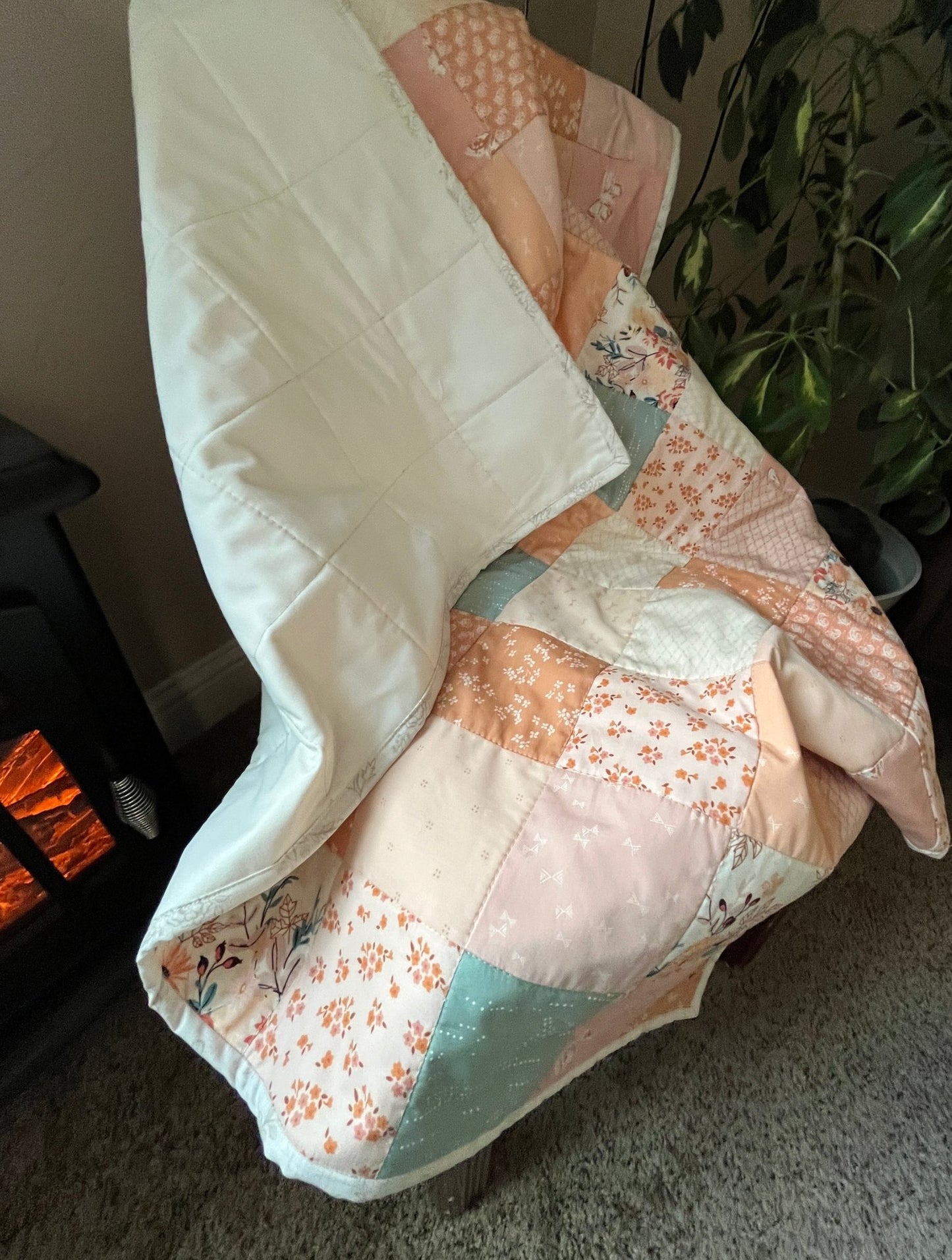 Pastel Patchwork Baby Quilt – Handmade Fall - Inspired Quilt with Art Gallery Fabrics - The QuilTea Corner