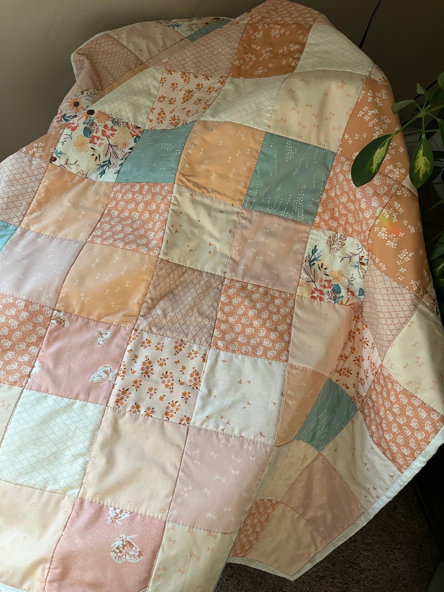 Pastel Patchwork Baby Quilt – Handmade Fall - Inspired Quilt with Art Gallery Fabrics - The QuilTea Corner