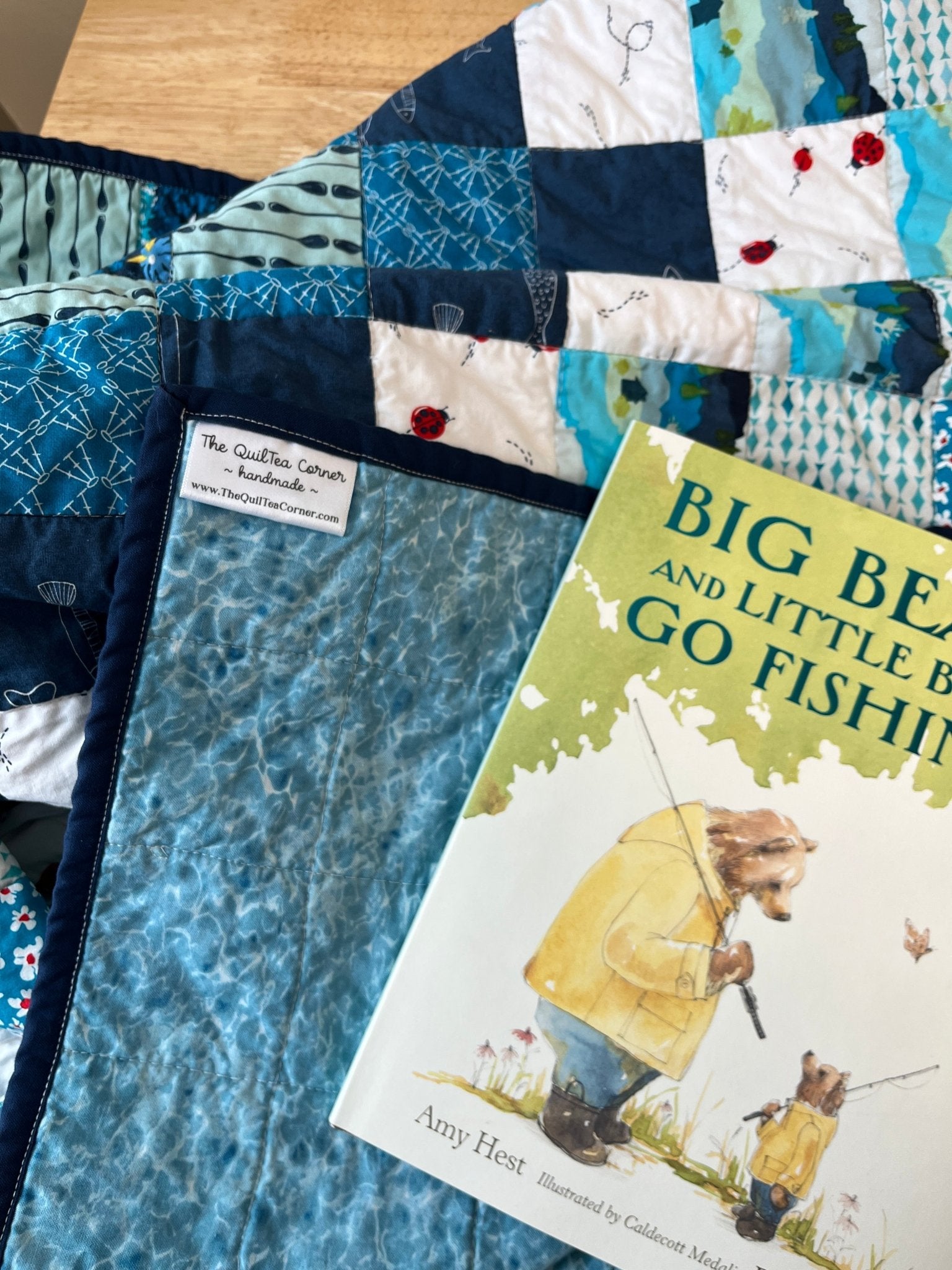 Patchwork Baby Quilt & Book Bundle – Catch and Release Fishing Theme 🎣 - The QuilTea Corner