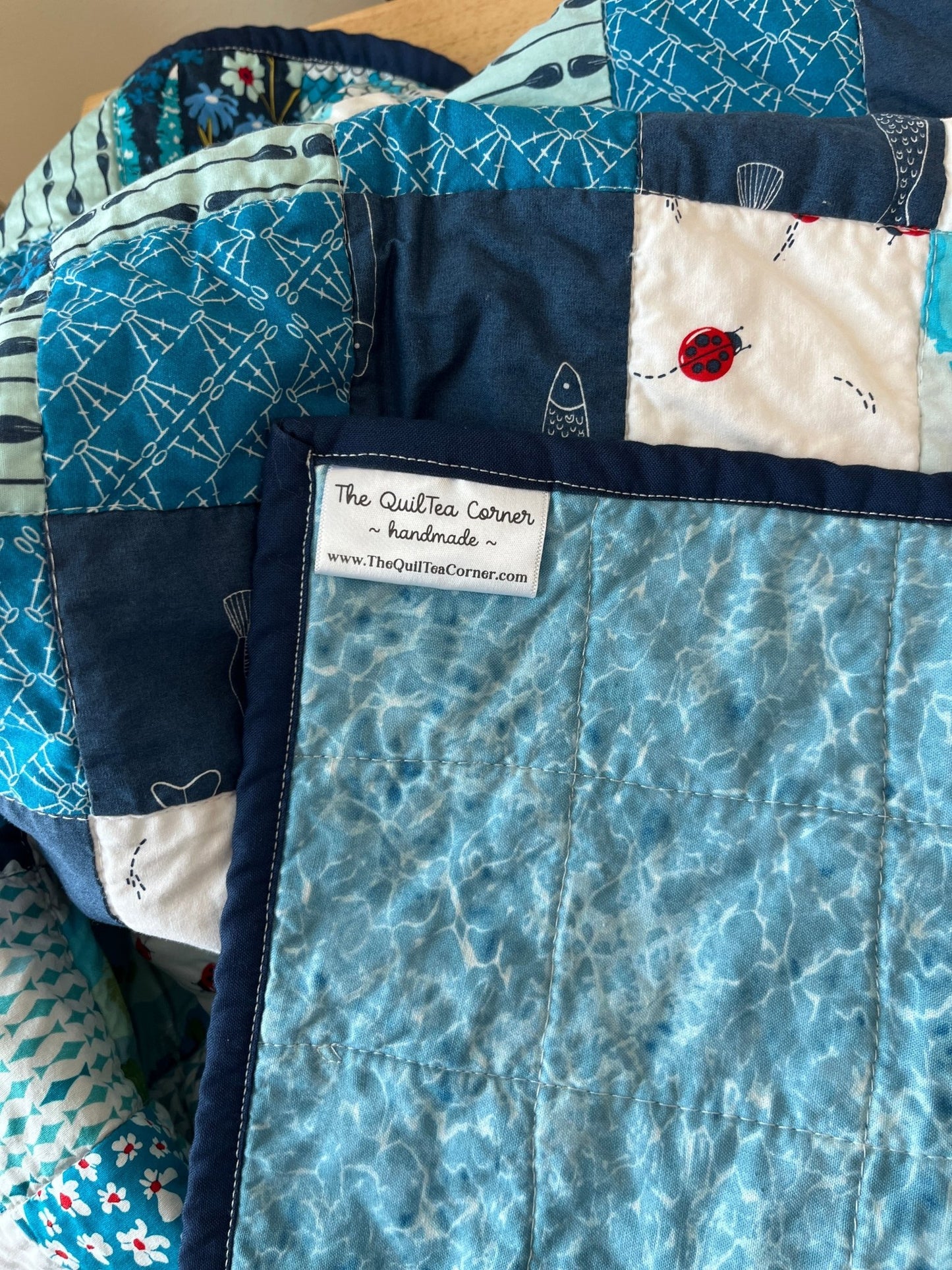 Patchwork Baby Quilt & Book Bundle – Catch and Release Fishing Theme 🎣 - The QuilTea Corner