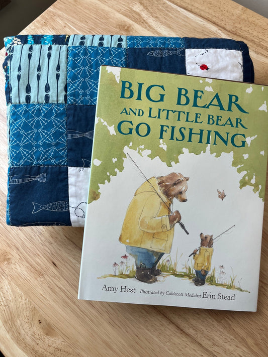 Patchwork Baby Quilt & Book Bundle – Catch and Release Fishing Theme 🎣 - The QuilTea Corner