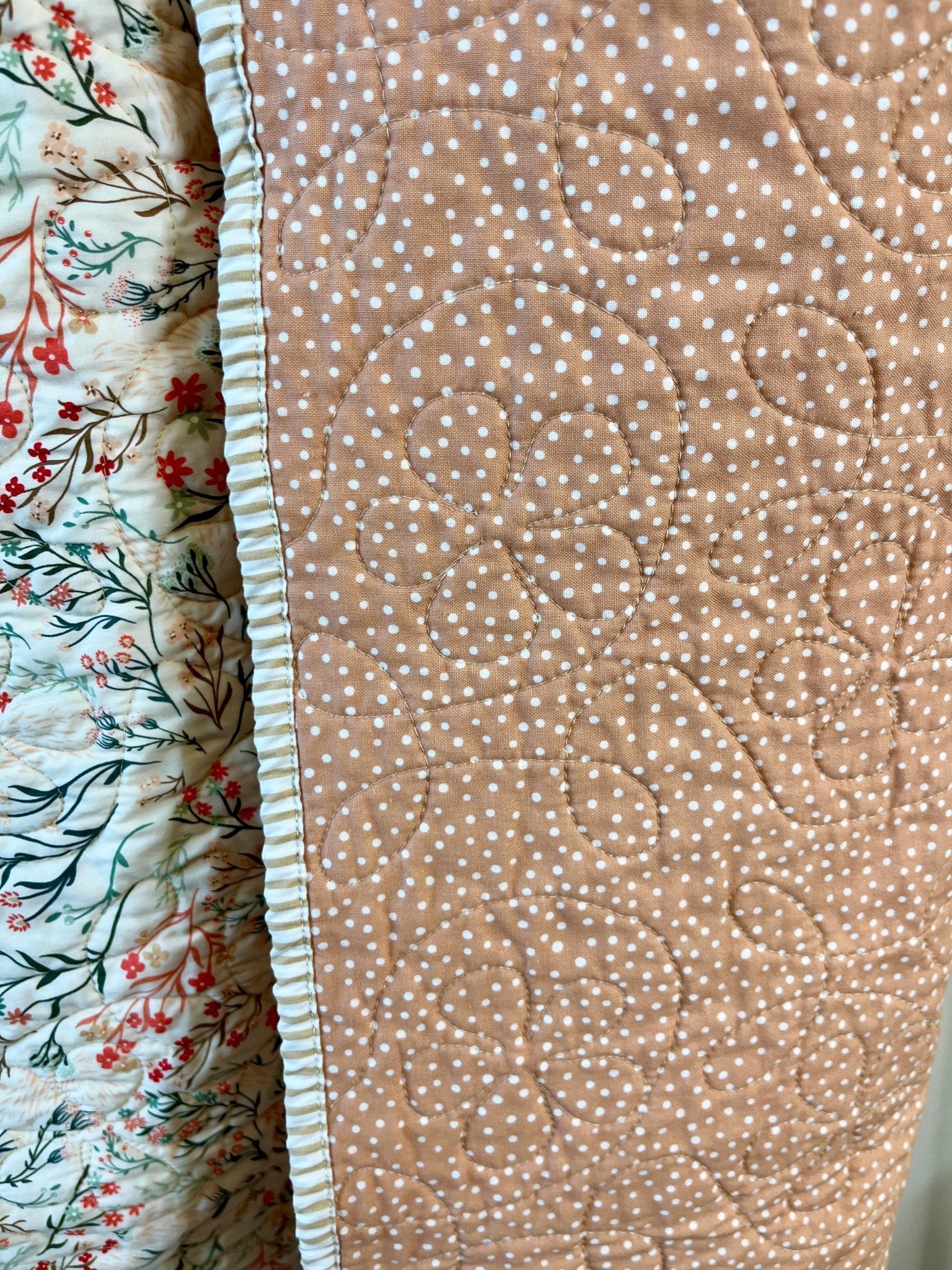 Peach Wildflower Baby Quilt & "Guess How Much I Love You" Book Bundle - The QuilTea Corner