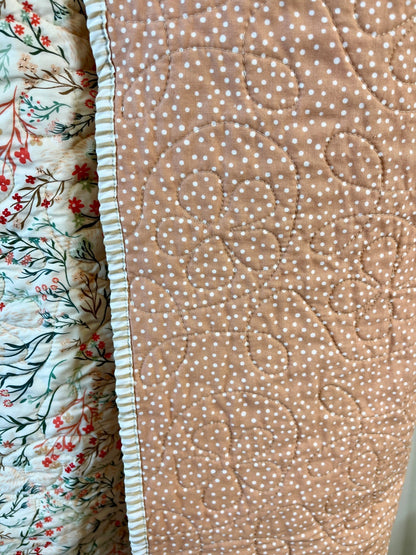 Peach Wildflower Baby Quilt & "Guess How Much I Love You" Book Bundle - The QuilTea Corner