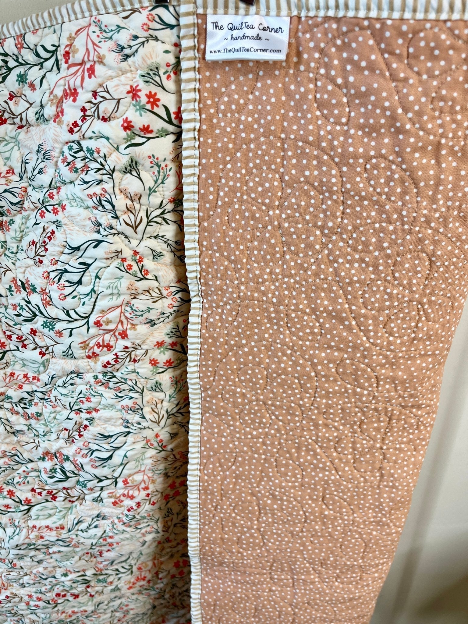 Peach Wildflower Baby Quilt & "Guess How Much I Love You" Book Bundle - The QuilTea Corner