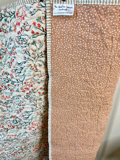 Peach Wildflower Baby Quilt & "Guess How Much I Love You" Book Bundle - The QuilTea Corner
