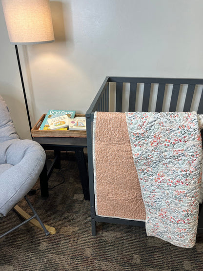 Peach Wildflower Baby Quilt & "Guess How Much I Love You" Book Bundle - The QuilTea Corner