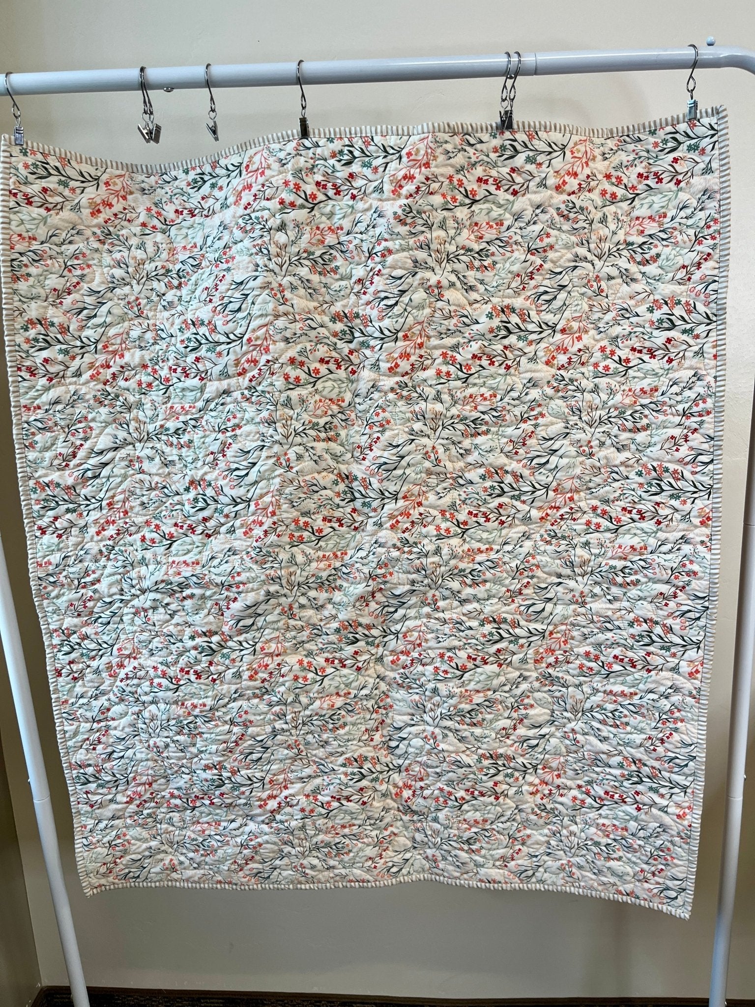 Peach Wildflower Baby Quilt & "Guess How Much I Love You" Book Bundle - The QuilTea Corner