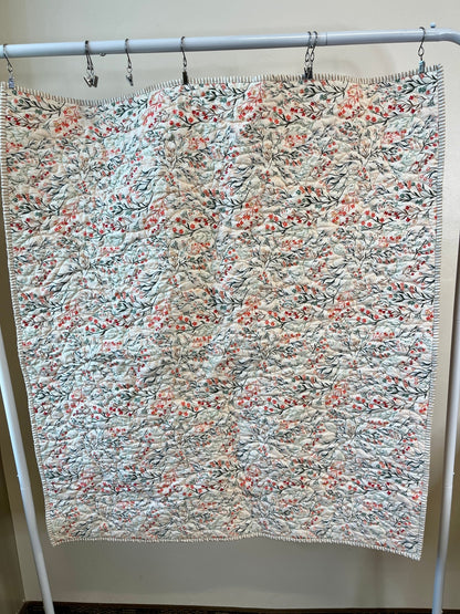Peach Wildflower Baby Quilt & "Guess How Much I Love You" Book Bundle - The QuilTea Corner