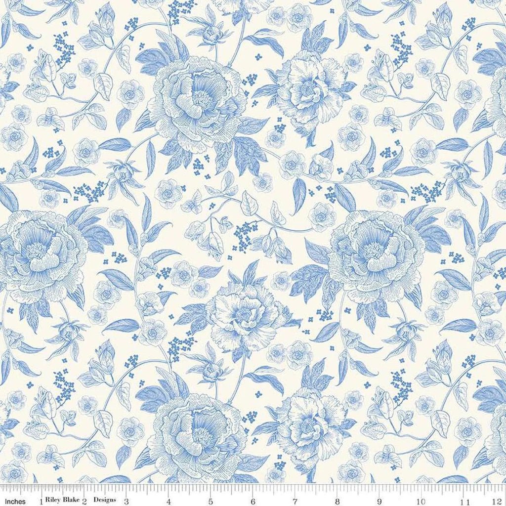 Penelope Main Floral Wide Back Fabric | Cream 3 Yard Cut - The QuilTea Corner