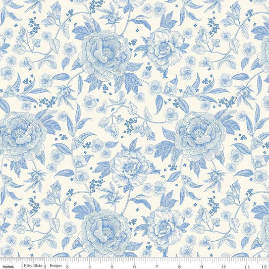 Penelope Main Floral Wide Back Fabric | Cream 3 Yard Cut - The QuilTea Corner