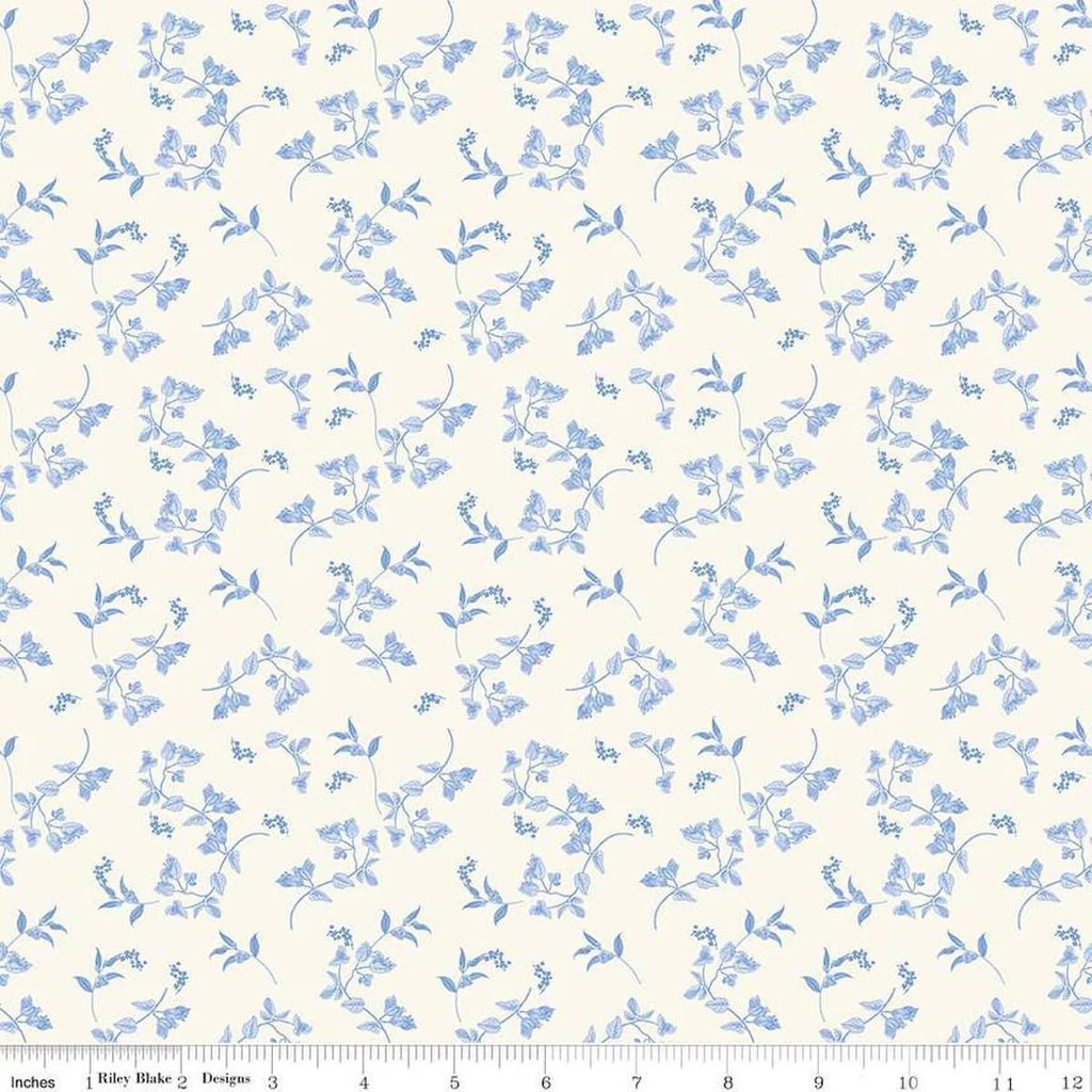 Penelope Stems Floral Wide Back Fabric | Cream 3 Yard Cut - The QuilTea Corner