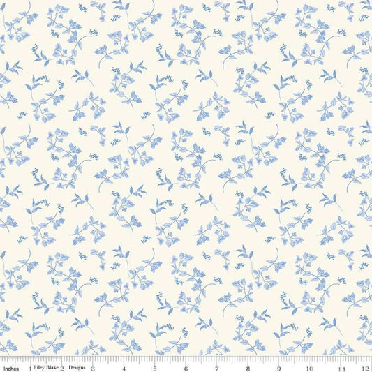 Penelope Stems Floral Wide Back Fabric | Cream 3 Yard Cut - The QuilTea Corner