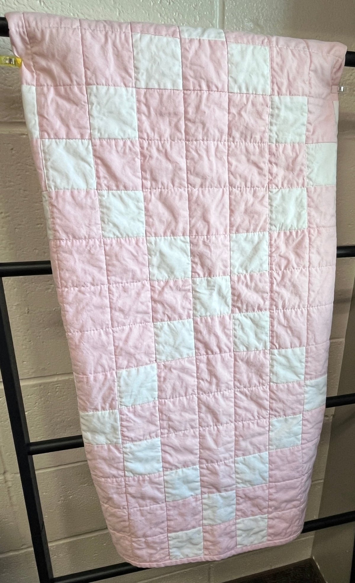 Pink White Irish Chain Baby Quilt - The QuilTea Corner