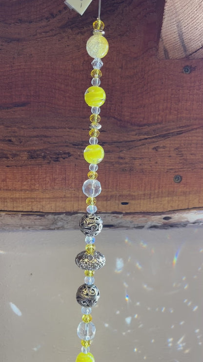 Yellow & Silver Beaded Suncatcher