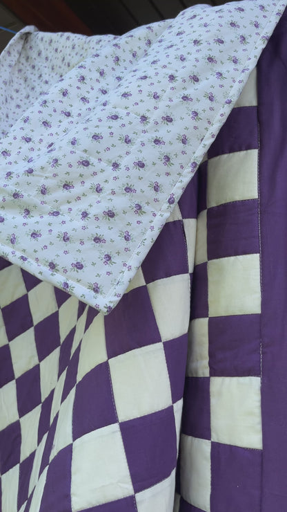 Purple Checkered Throw Quilt