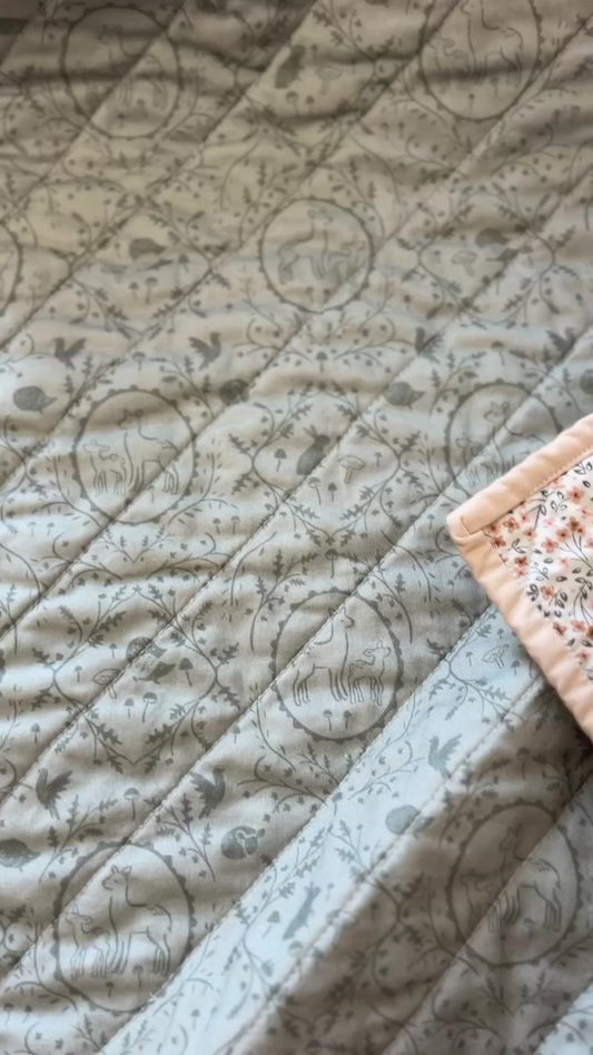 Wildflower Baby Crib Quilt: Forest Animals