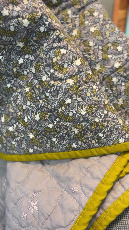 Wildflower Purple and Grey Wholecloth Quilt with Grandpa and Me Book Bundle