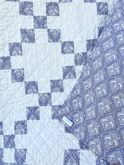 Purple and White Rabbit Irish Chain Baby Quilt - The QuilTea Corner