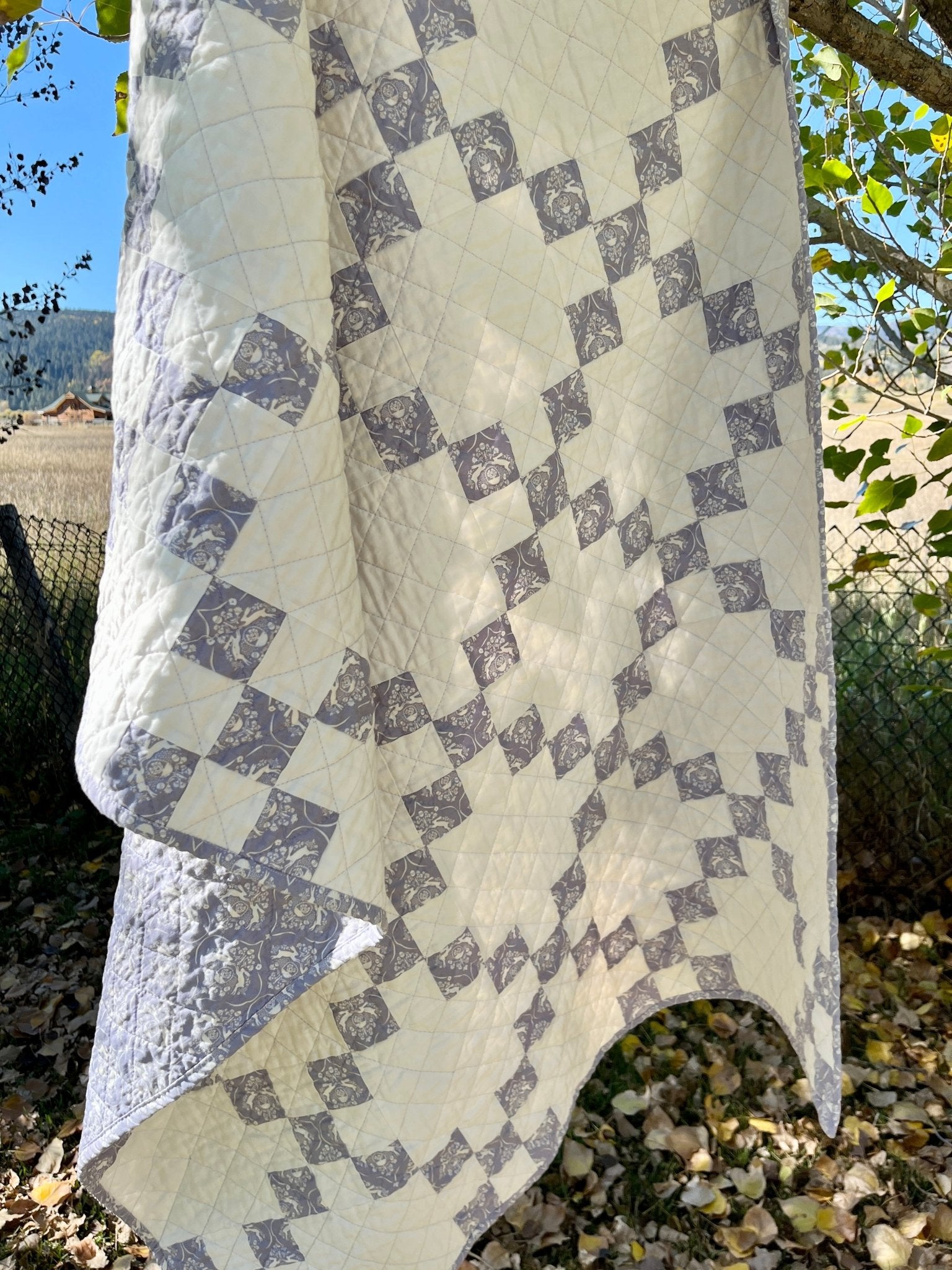 Purple and White Rabbit Irish Chain Baby Quilt - The QuilTea Corner
