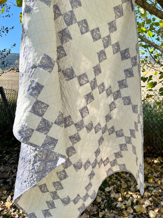Purple and White Rabbit Irish Chain Baby Quilt - The QuilTea Corner