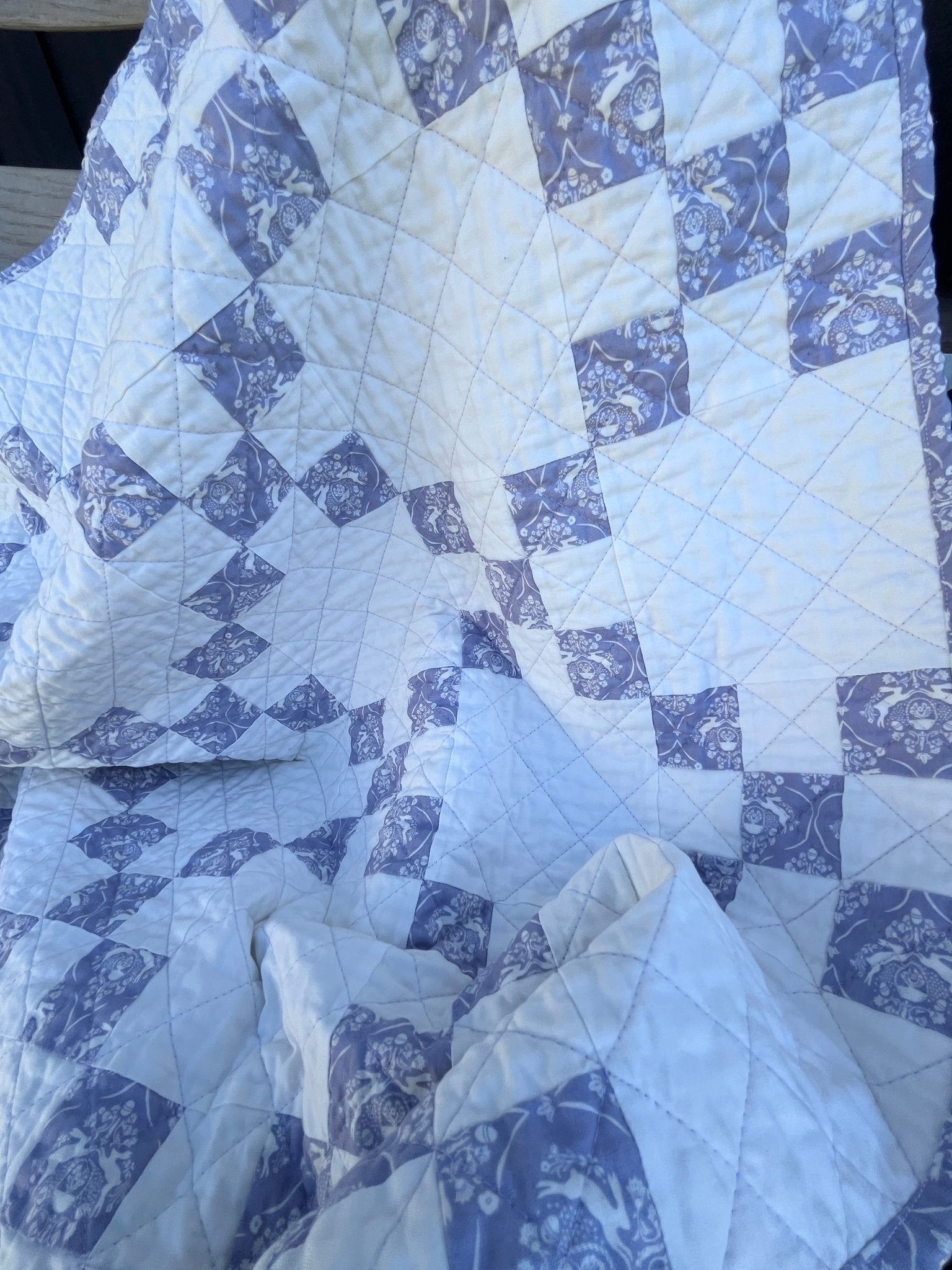 Purple and White Rabbit Irish Chain Baby Quilt - The QuilTea Corner